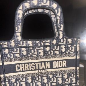 CHRISTIAN DIOR Oblique Mini Book Tote Blue Multicolor